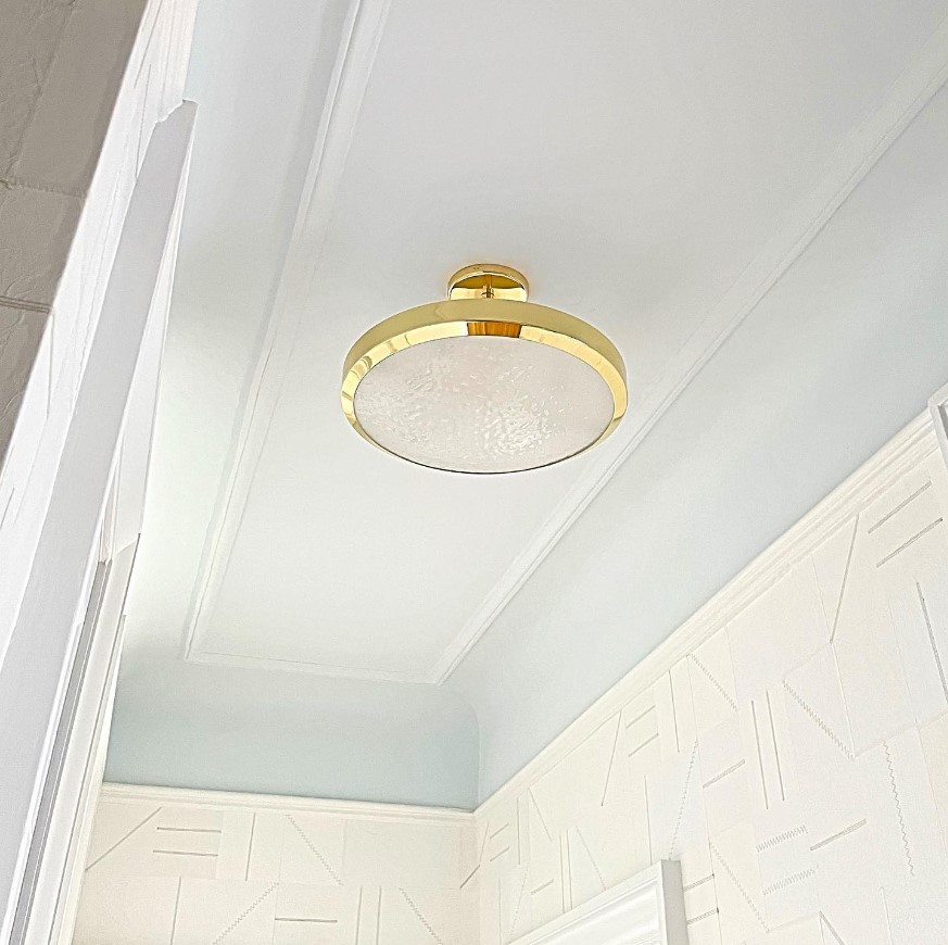 Gaspare Asaro Uno Classico Semi Flush ceiling light with Satin brass finish in hallway
